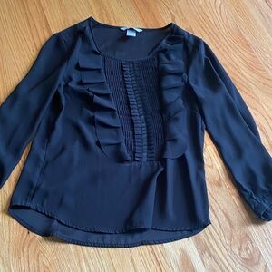 H&M Elegant Black Ruffle Blouse